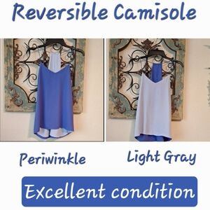 Asymmetrical Periwinkle & Light Gray Reversible Camisole with V-Neckline. Small
